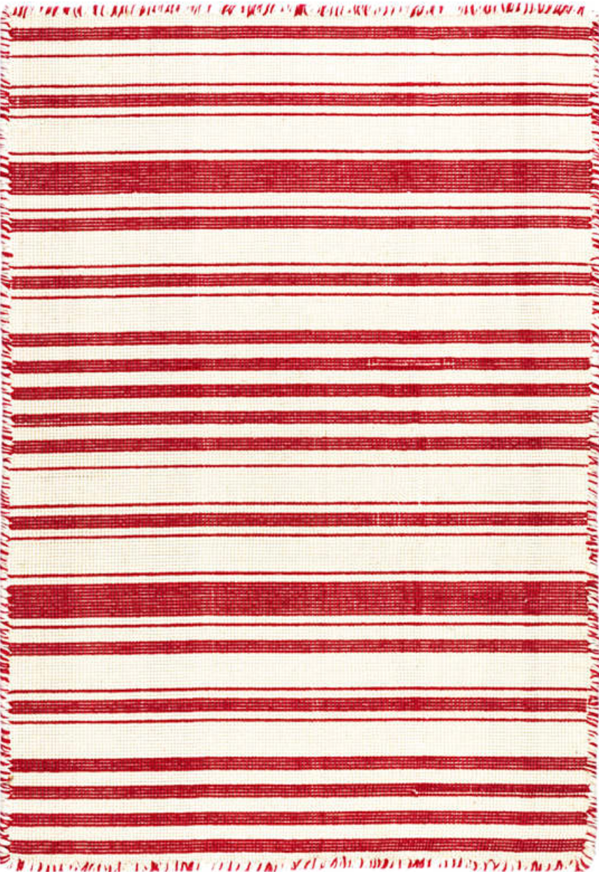 Dash & Albert - Hampshire Stripe Red Woven Cotton Rug