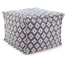 Load image into Gallery viewer, Dash &amp; Albert - Samode Navy/Ivory Indoor/Outdoor Pouf
