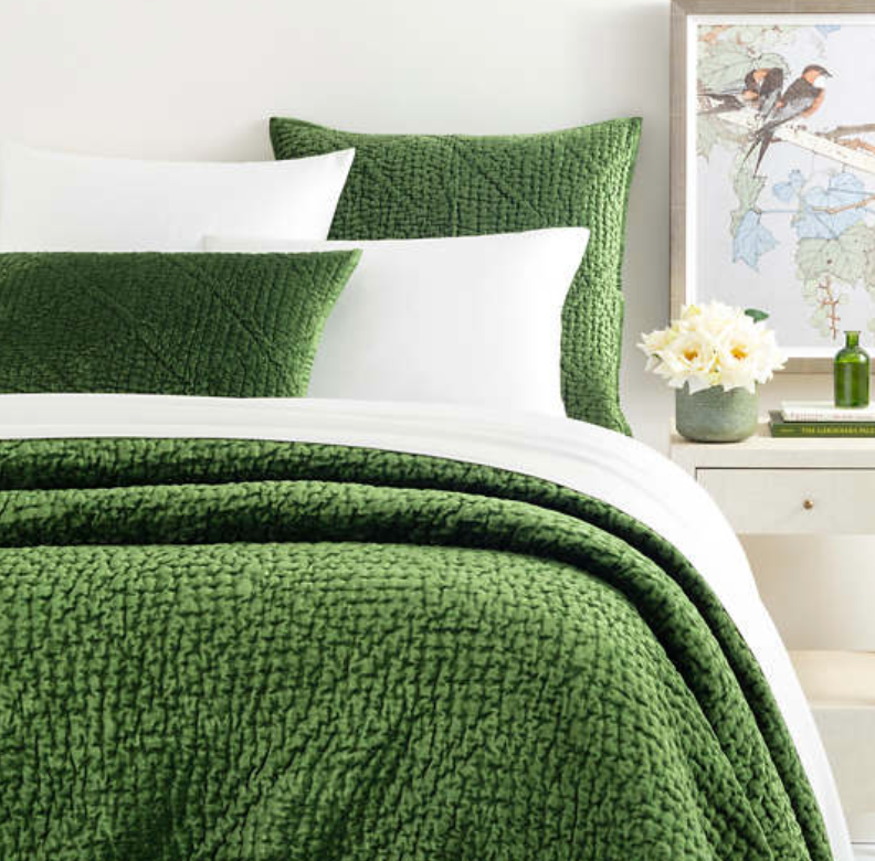 Pine Cone Hill - Parisienne Evergreen Velvet Bedding